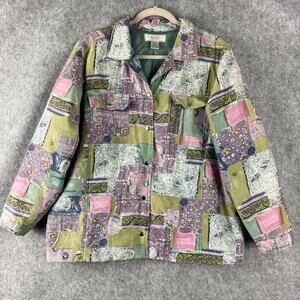 Nexx Silk Blend Jacket Womens Large Patchwork Print Lightweight Cottage Artsy